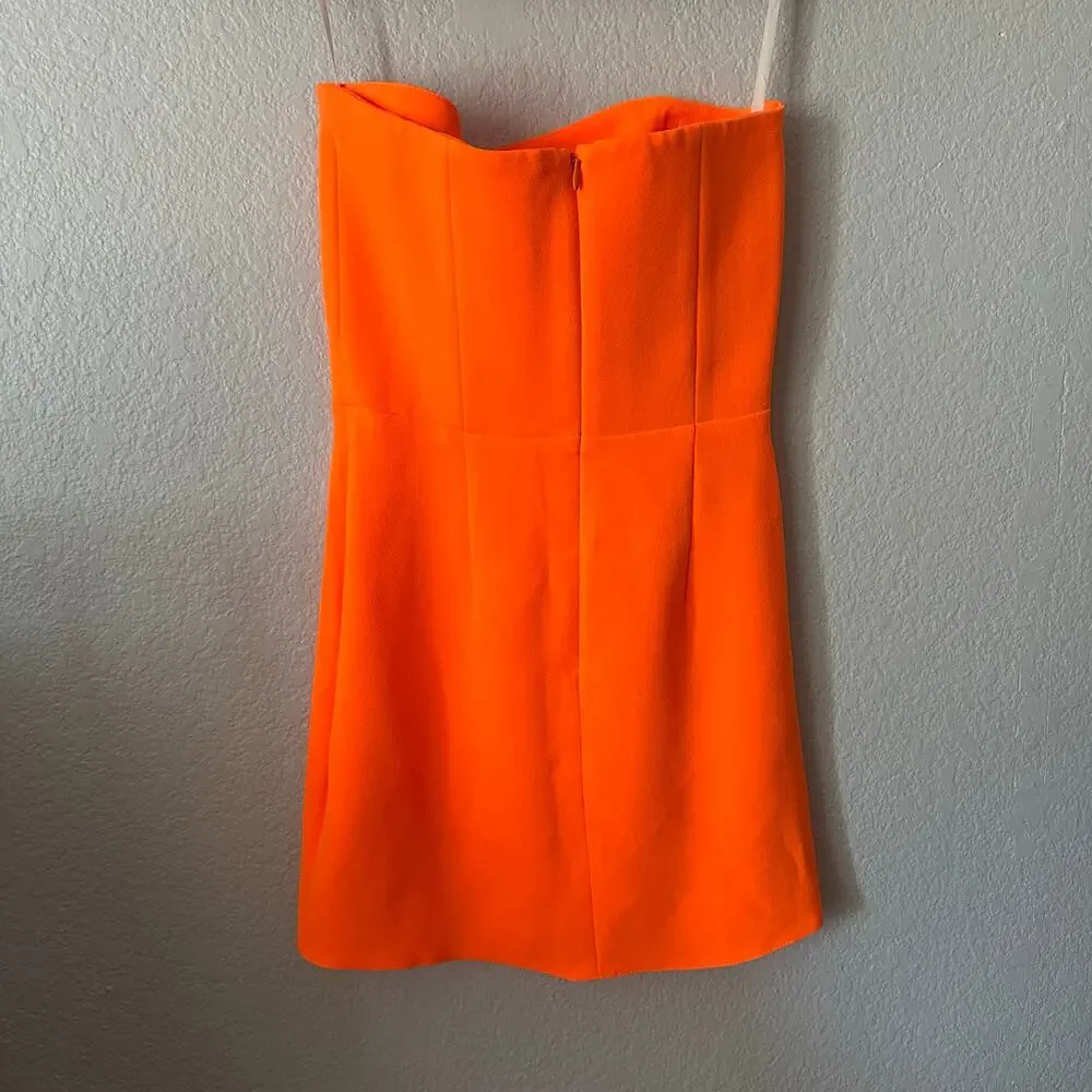 Alex Perry Neon Orange Strapless Mini Dress - Picture 4 of 8